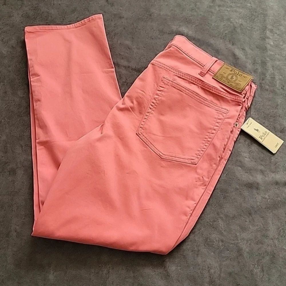 NWT Men POLO RALPH LAUREN Red Varick Slim Straight Stretch Sateen Casual Pants - Picture 3 of 11